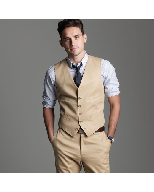 J.Crew Natural Suit Vest in Italian Chino for men