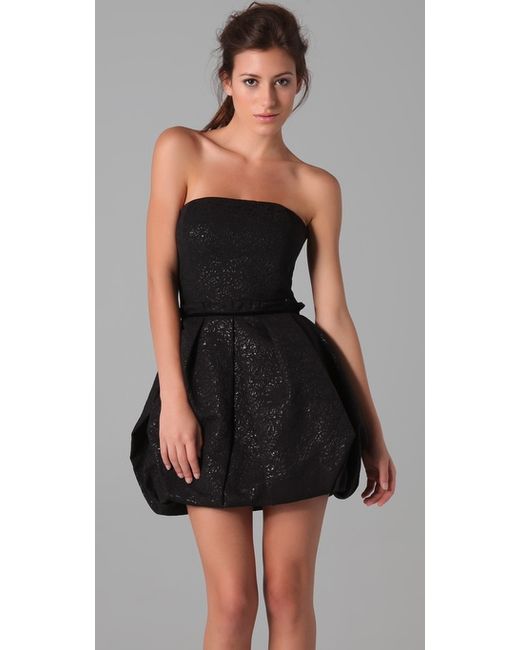 Rachel Zoe Strapless Bubble Skirt Dress in Black | Lyst