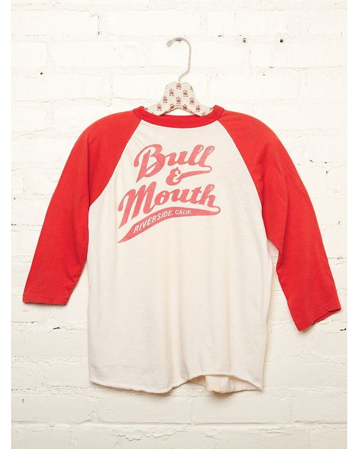 Free People Red Vintage Bull and Mouth Tee