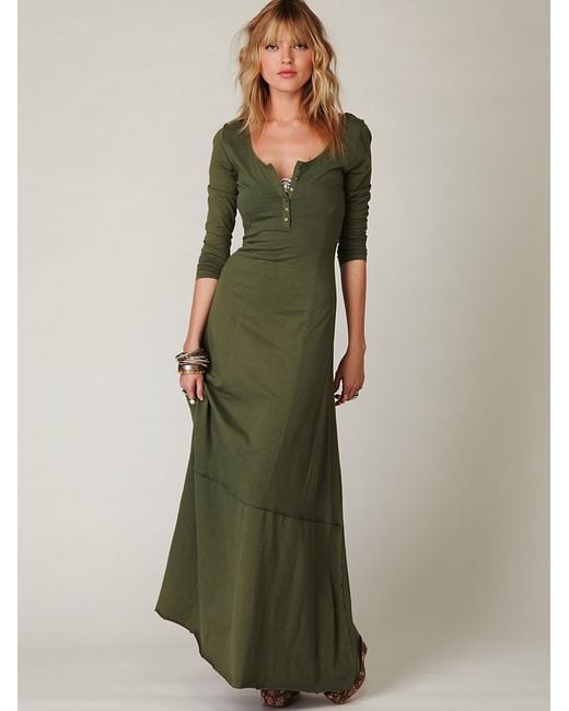 Free People Green Fp Beach Womens Miles Of Henley Dress