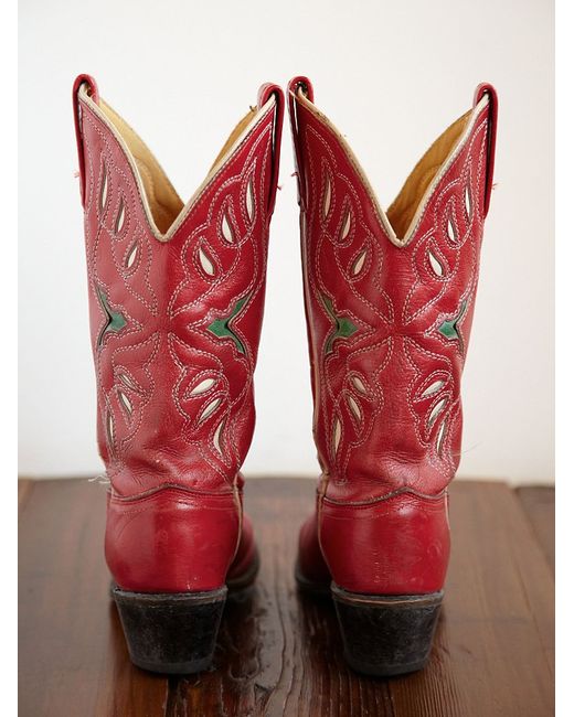 Free People Red Vintage Cowboy Boots