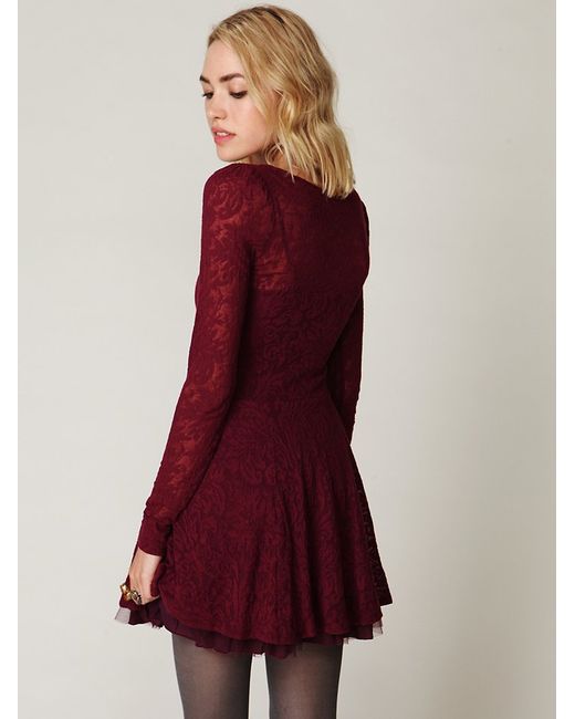 Free People Floral Lace Fit and Flare Dress | Lyst