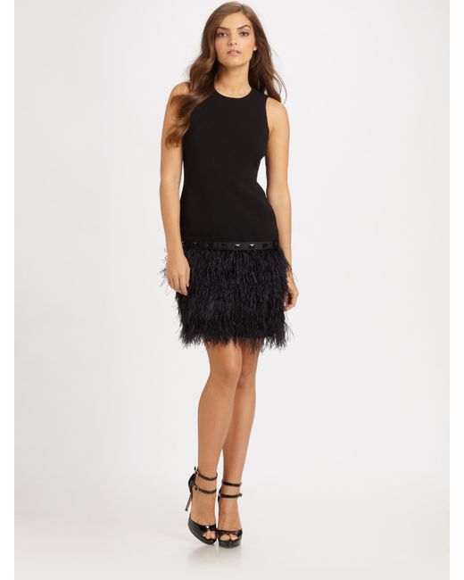 MICHAEL Michael Kors Feather Trim Dress 