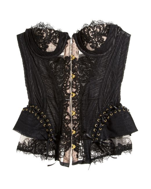 Agent Provocateur Satin Raphaella Lace and Tulle Corset in Black | Lyst