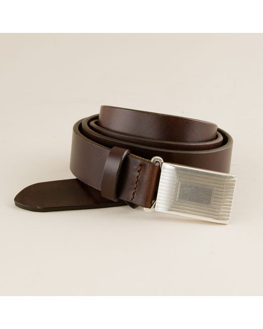 J.Crew Brown Classic Leather Plaque Belt for men