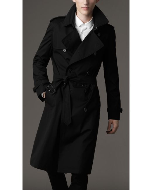 Burberry Black Long Back Pleat Trench Coat for men