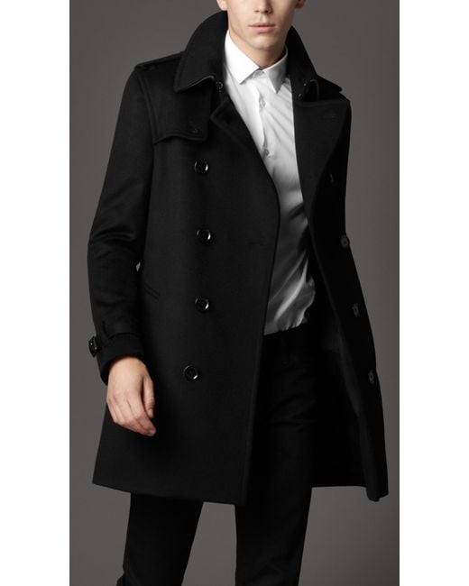 Burberry Wool Trench Coat in Black for Men | Lyst