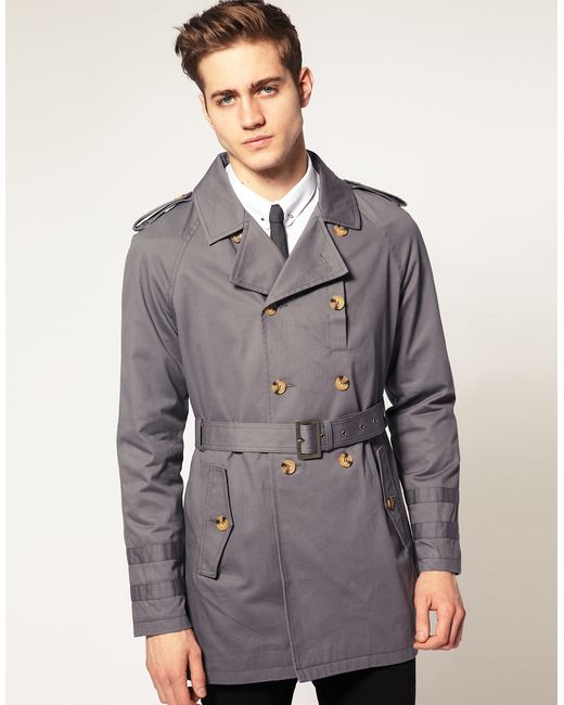 ASOS Gray Grey Trench Coat for men