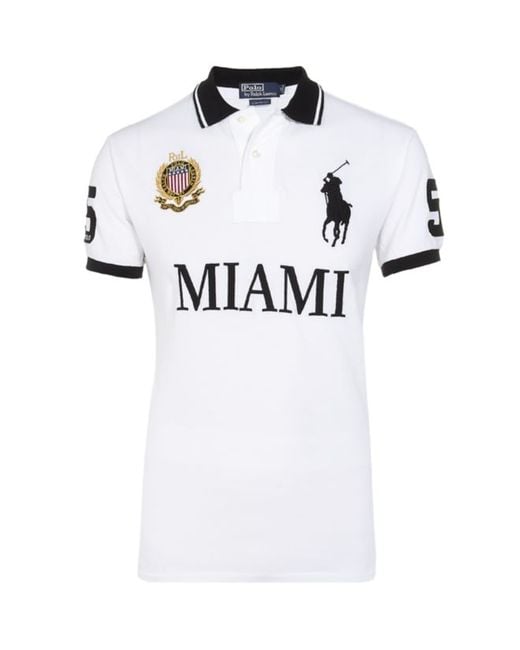 Polo Ralph Lauren Miami Custom Fit Polo Shirt in White for Men | Lyst Canada