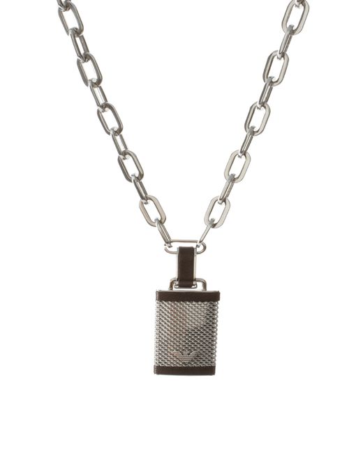 Emporio Armani Metallic Lock Pendant Necklace for men