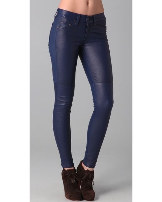 Leather Trousers in the color blue for Women on sale  FASHIOLAin
