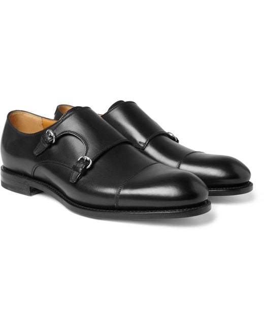 Gucci Double Monk-strap Leather Shoes in Black for Men | Lyst