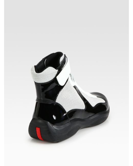 black patent prada trainers