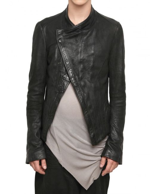 Julius Cowhide Asymmetrical Leather Jacket in Black for Men | Lyst