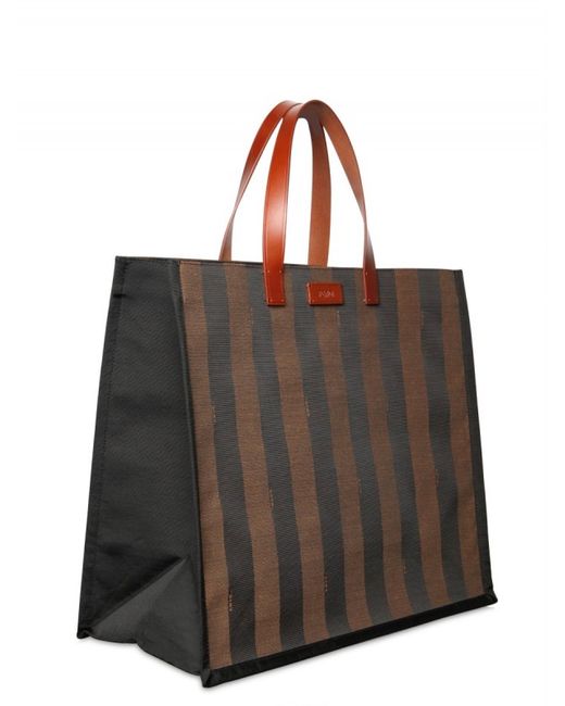 Fendi Pequin Striped Shopping Tote in Brown Lyst