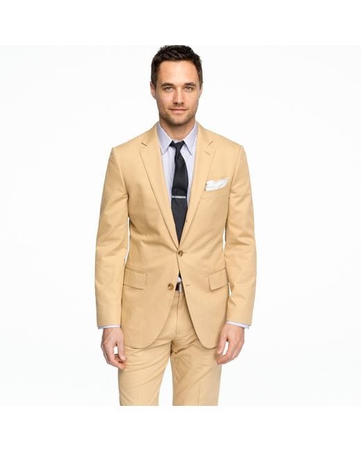 J.Crew Natural Aldridge Three-button Suit Jacket with Center Vent in Italian Chino for men
