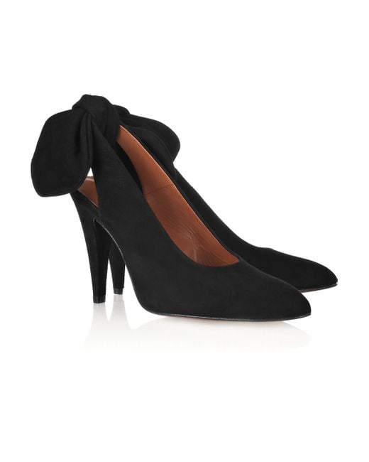 Carven Bow-back Suede Slingbacks in Black | Lyst