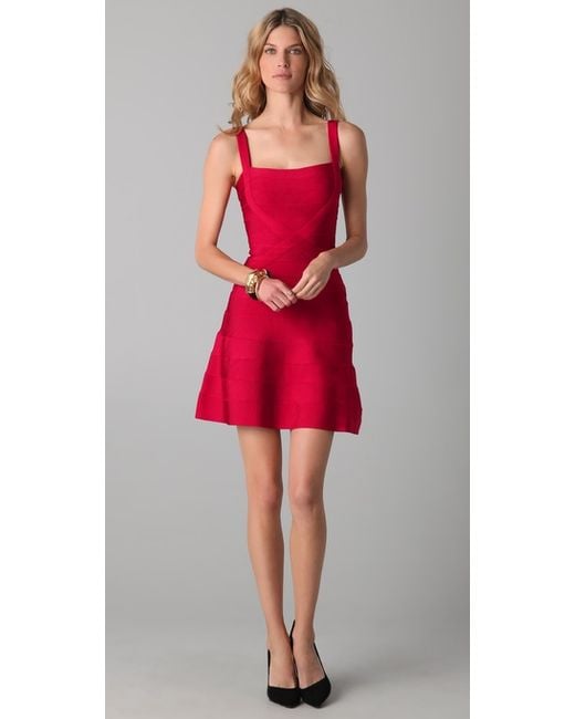 Herve Leger Bandage Gown In Red | ModeSens