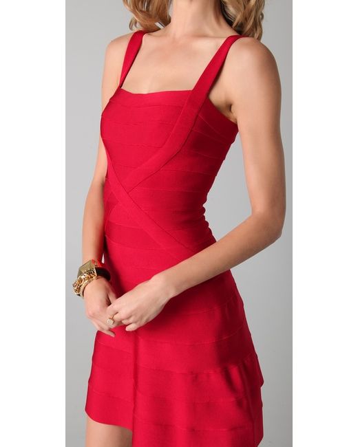 knee length dresses for ladies Hervé Léger Red dress – Les Merveilles De Babellou
