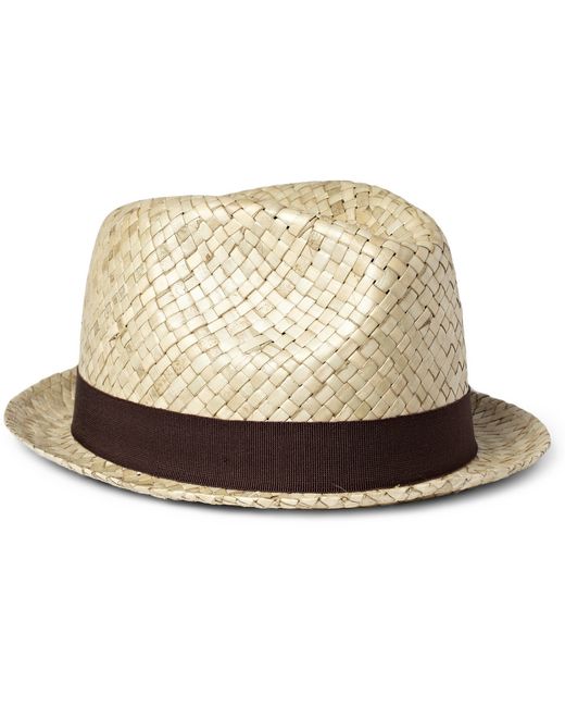 Paul Smith Natural Embellished Straw Trilby Hat for men