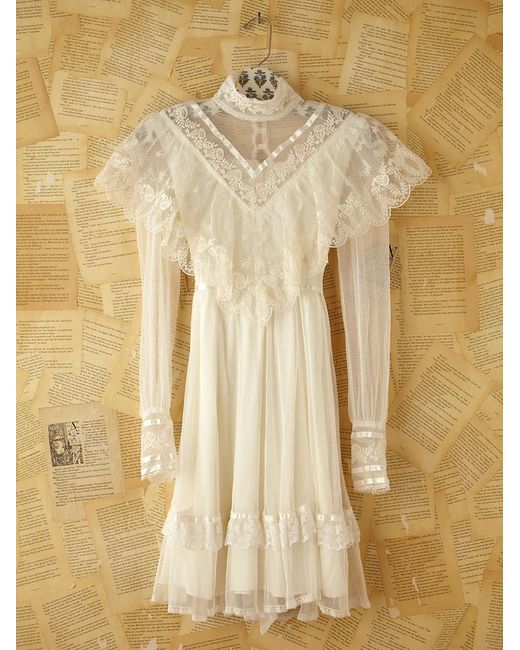 Free People White Vintage Gunne Sax Lace Dress