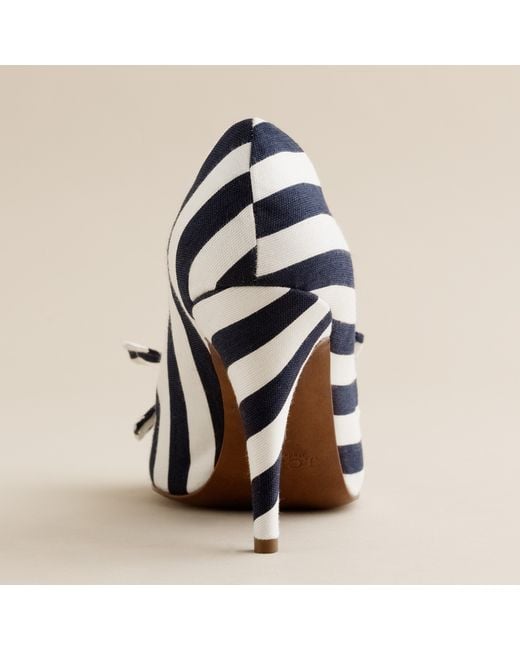 Navy blue and store white striped heels