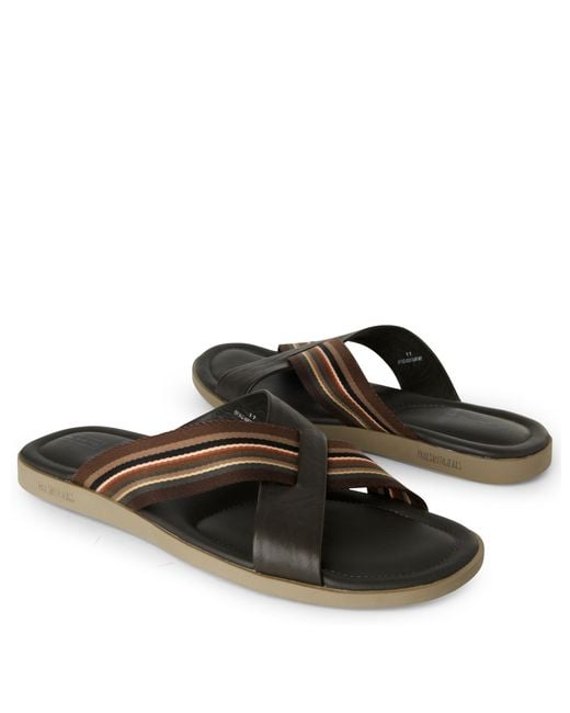 Paul Smith Brown Lalo Web Crossover Sandals for men