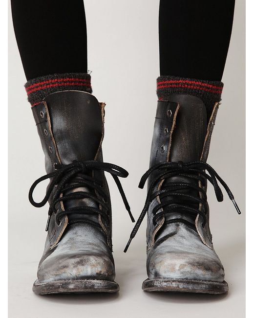 Free People Black Painted Distress Boot