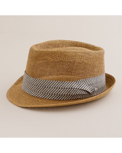 J.Crew Brown Straw Chambray Trilby Hat for men