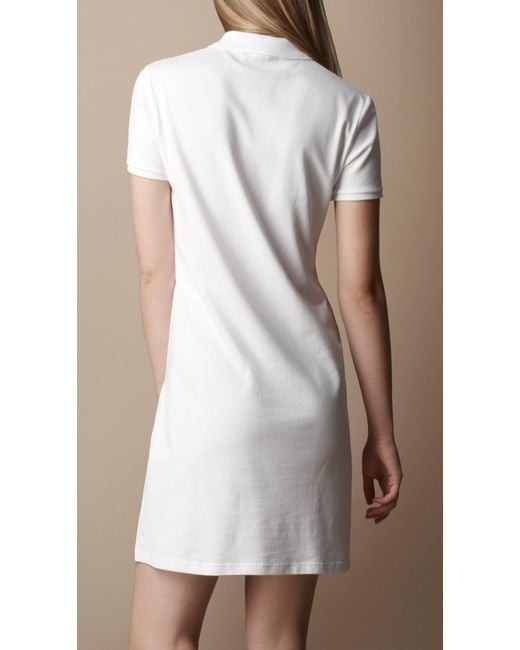 Burberry Cotton Pique Polo Dress in White | Lyst