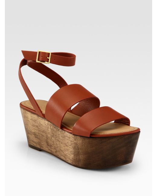 brown leather platform sandals