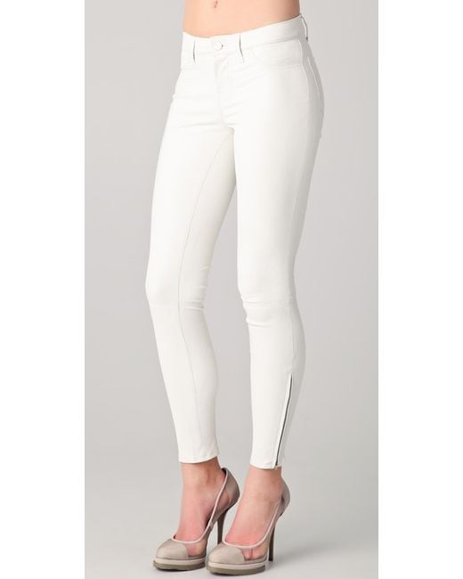 J Brand White Super Skinny Leather Pants