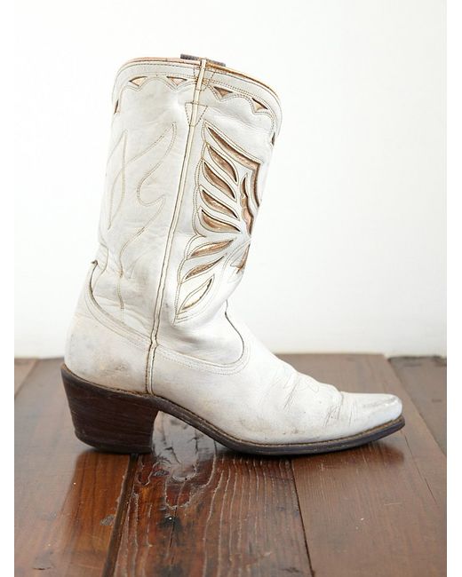 Free People White Vintage Angel Wing Cowboy Boots