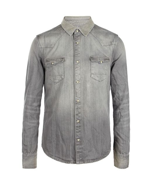 AllSaints Fender Denim Shirt in Grey 