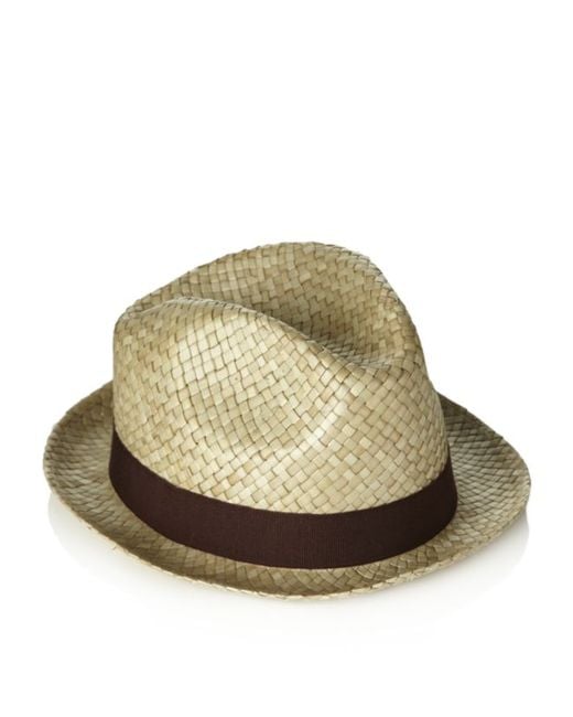 Paul Smith Natural Embellished Straw Trilby Hat for men