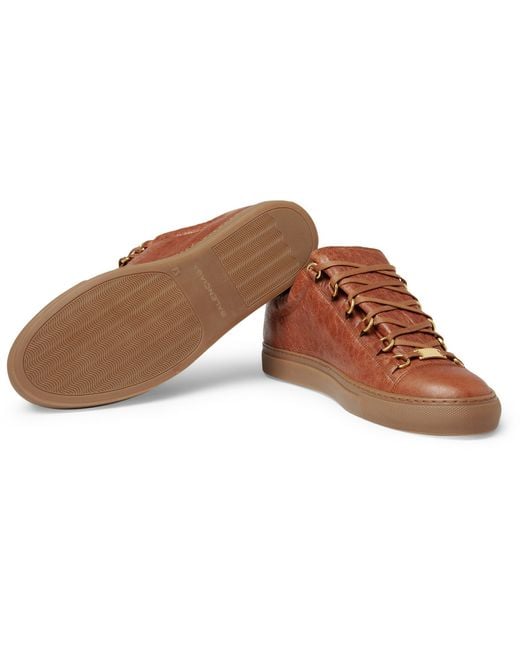 brown balenciaga arena sneakers