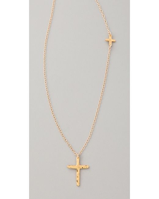 Gorjana Metallic Cross Over Long Necklace