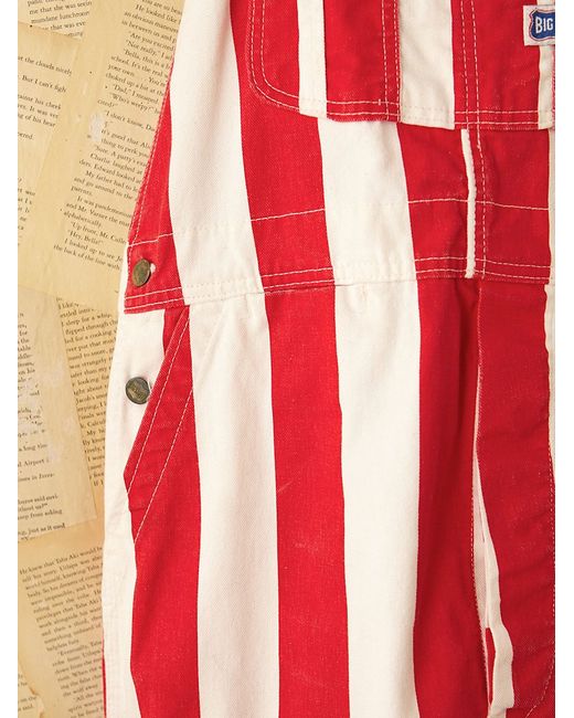 Red, White & Blue Striped Adult Game Bib Overalls