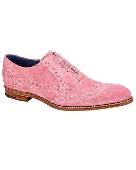 Barker Grant Brogue Suede Oxford Shoes Pink for men