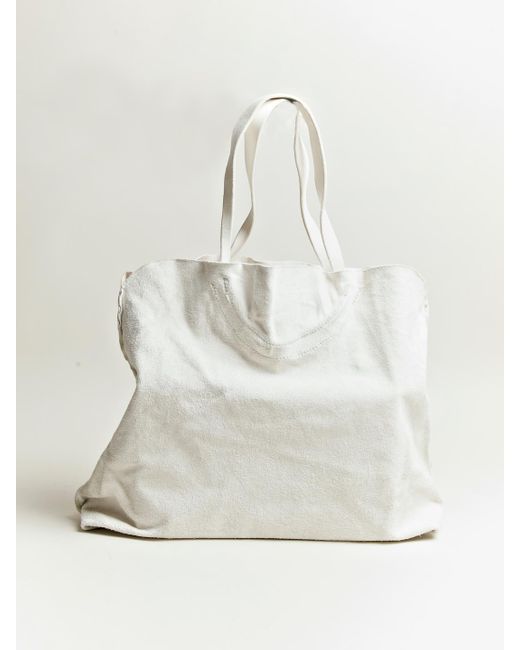 Guidi White Reverse Horse Leather Tote Bag for men