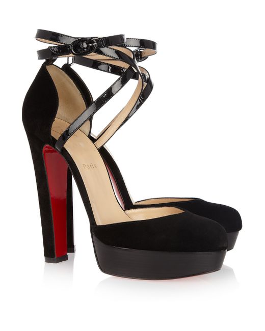 Christian Louboutin La Favorita Suede Pumps in Black Lyst