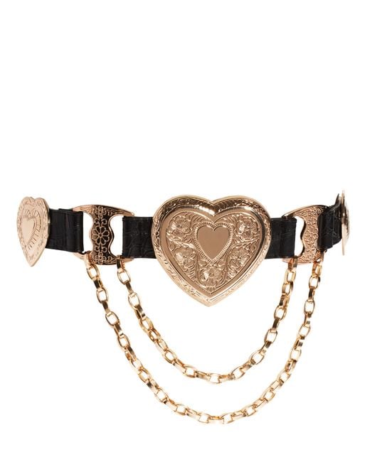 ASOS Black Asos Heart Shape Buckle Belt with Chain Detail