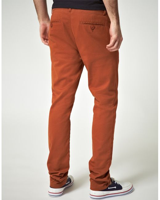 ASOS Skinny Chino in Orange for Men | Lyst