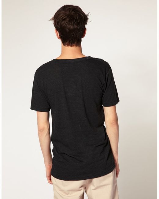 American Apparel Tri-Blend Deep V-Neck T-shirt in Black for Men