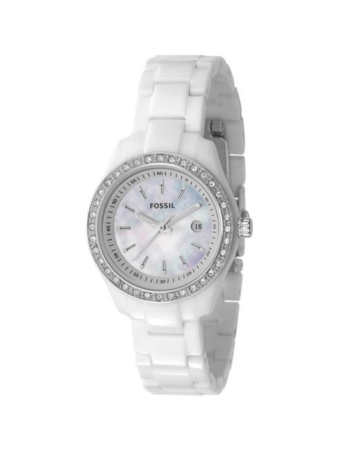 Fossil Women'S Mini Stella White Resin Bracelet Watch 30Mm Es2437