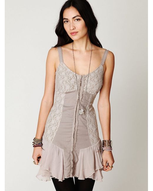 Free People Natural Lacey Corset Dress