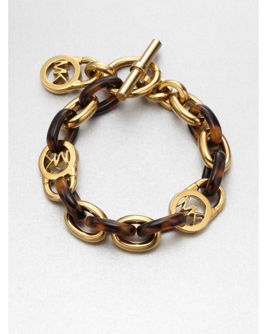 Logo Lock Chain Link Bracelet in Gold 