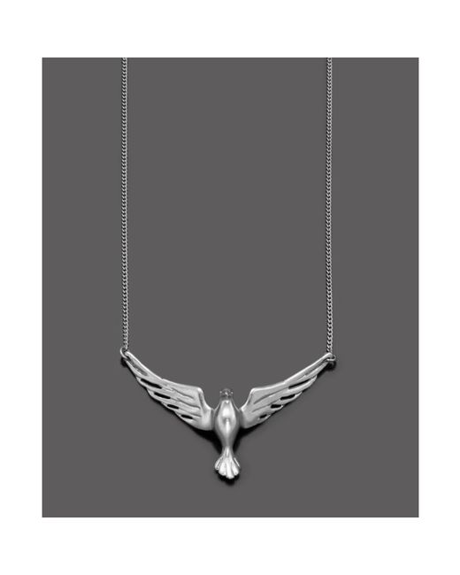 Fossil Metallic Silvertone Mixed Metal Bird Pendant Necklace