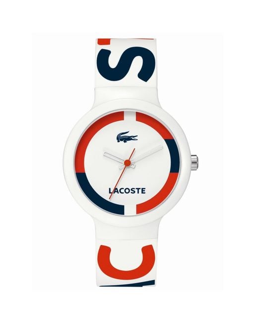 Lacoste Watch Goa White Blue and Red Logo Silicone Strap for men