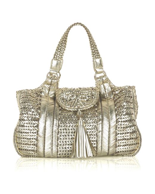 Anya Hindmarch Metallic Neeson Woven Leather Tote